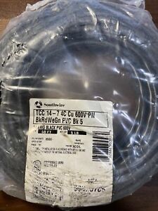 Southwire 58225705 Black 14 AWG 4C PVC 600V 50 FT TCC 14-7 4C Cu NEW