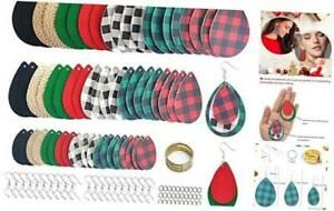 181 Pcs Faux Leather Earrings Making Kit for Beginner, Contains Buffalo Plaid