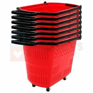 6Pack Shopping Trolley Basket Rolling Retractable Handle PP Material Supermarket