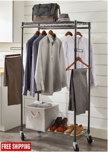 Better Homes &amp; Gardens Double Hanging Garment Rack, Gunmetal Finish, Gray