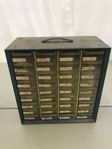Vintage Akro Mils Metal 36 Drawer Cabinet Organizer Storage Box Bins Parts Blue