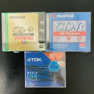 CD-R LOT of 13 DISCS-ALL SEALED &amp; BRAND NEW-TDK &amp; FUJIFILM-80 MINUTES EACH