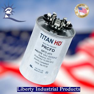 Titan Hd Run Capacitor 25+10 Mfd 440/370V Round 12813 By Titan