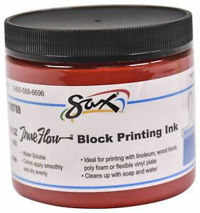 Sax True Flow Water Soluble Block Printing Ink, 1 Pint Jar, Primary Red
