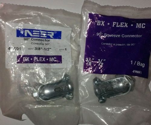 Squeeze clamp 90 degree connector conduit size 3/8&#034;, npt 1/2&#034; cast zinc (2 pack) for sale