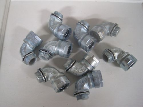 Nine 3/4&#034; 90* Liquid Tight Fittings