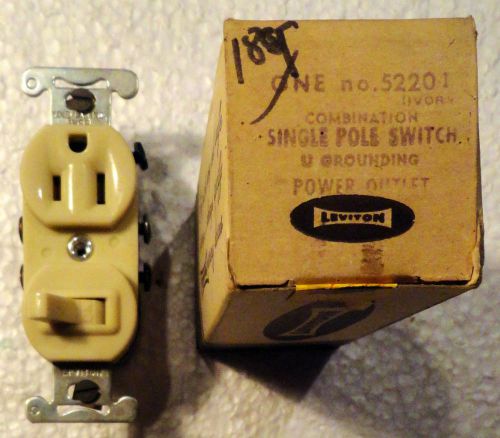 Leviton 5220-I Ivory Combination Decora Single Pole Toggle Switch &amp; Receptacle