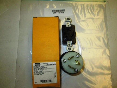 Hubbell locking set hbl9965gcb &amp; 7210bg 20 amp 250 vac 2p3w new old stock for sale