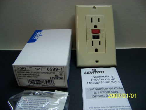 *LEVITON GROUND FAULT CIRCUIT INTERRUPTER,15A-125V RECEPTACLE*IVORY*NEW*