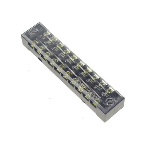 (1)10 position/pole 20 hole screw terminal blocks covered barrier strip 600v 15a for sale