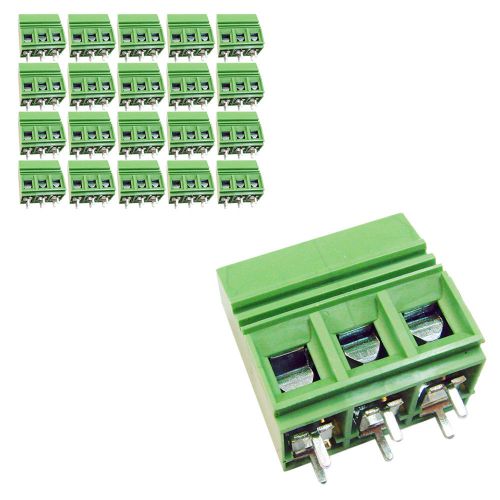 20 pcs 10.16mm Pitch 600V 50A 3P Poles PCB Screw Terminal Block Connector Green