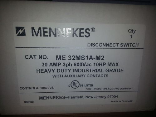 MENNEKES 30 AMP 600 VAC ENCLOSED DISCONNECT SWITCH ME 32MS1A-M2 BRAND NEW IN BOX