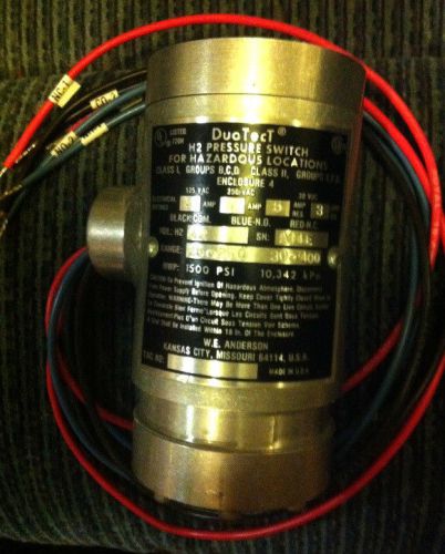 Anderson duotect h2 a2 pressure switch hazardous loc. mwp 1500 psi,125/250 vac for sale