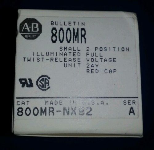 ALLEN BRADLEY 800MR-NX92 Small Illuminated Twist Release 2 Pos 24V Red Cap