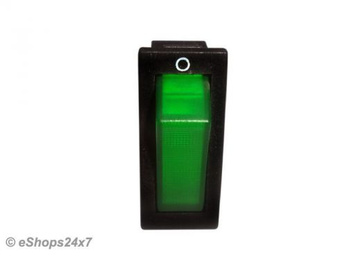Lot of 2 spst illuminated neon green rocker switch on /off 16 amp 240 volt ac for sale