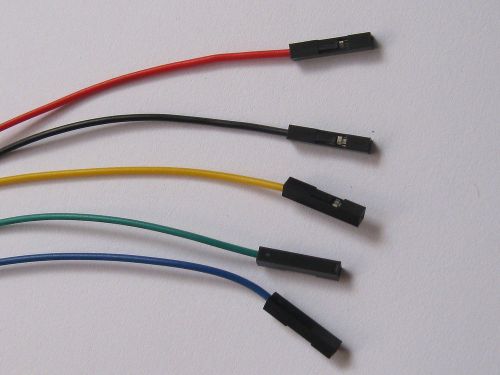 500 pcs jumper wire female to female 1 pin pitch 2.54mm 5 colors 20cm(8&#034;) for sale