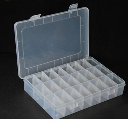 Adjustable Plastic Storage Box 24 Compartment Jewelry Case Container 19.5*13*3.5