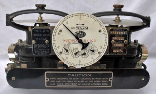 Antique Sangamo Electric Co. Type D-5 Three Wire Electric Meter