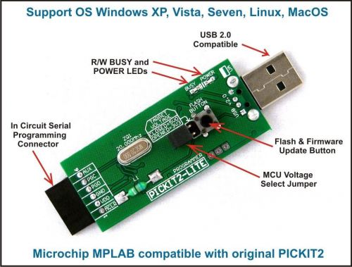 Usb programmer pickit2 (lite) for microchip pic10/12/16/18, dspic30 for sale