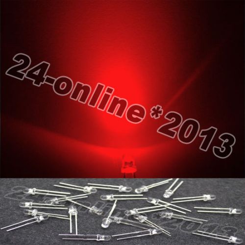 1000pcs 3mm 2pin waterclear red round top plug-in led lamp beads diy for sale