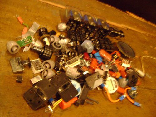 Electronic Components Lot - Relays, Knobs, Film Capacitors, Switches, Jacks, Dia