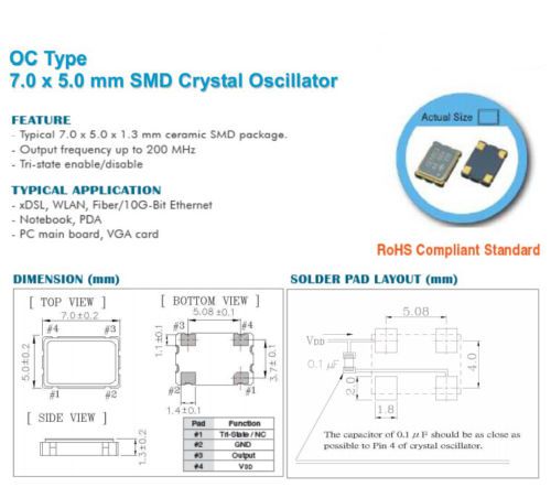 10PCS 11.0592M 11.0592MHz Quartz Oscillator SMD Crystal Oscillator 5*7 7050
