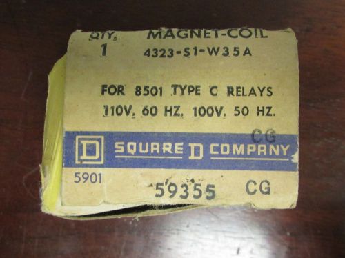 Square D Type C 8501 Relay 110V Coil 4323 S1 W35A