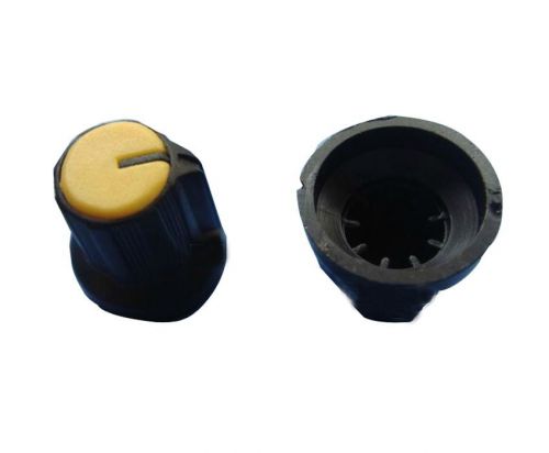 50 x new hot sale  potentiometer knob black-yellow for 6mm shaft pots et for sale