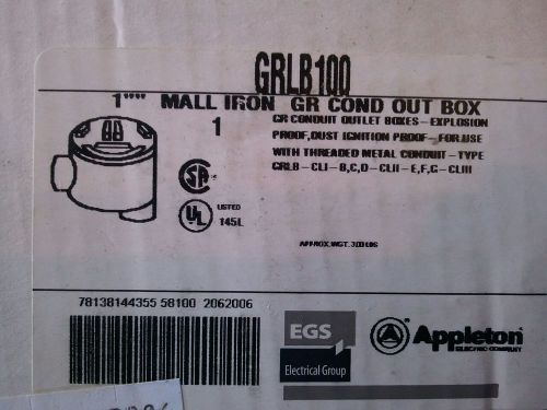 NEW  APPLETON GRLB100 MALL IRON GR CONDUIT OUT BOX