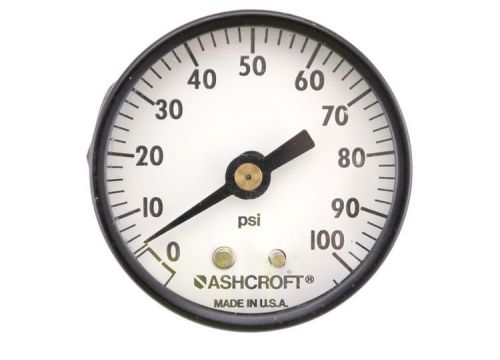 Ashcroft 2&#034;inch 0-100psi 1/8&#034;npt brass socket back mount pressure gauge gage for sale