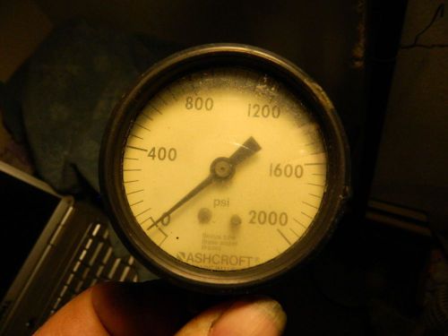 Ashcroft pressure gauge 0-2000 PSI Soldered bronze tube &amp; brass socket - chrome