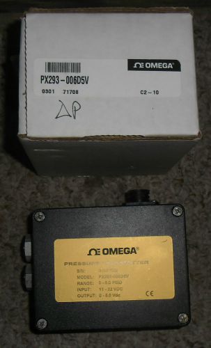 Omega Pressure Transmitter PX293-006D5V Range 0-6PSID Output 0-5VDC