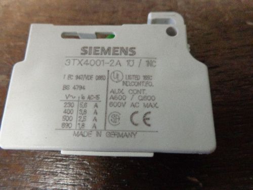 SIEMENS 3TX4001-2A   AUXILIARY  CONTACT BLOCK 1NC