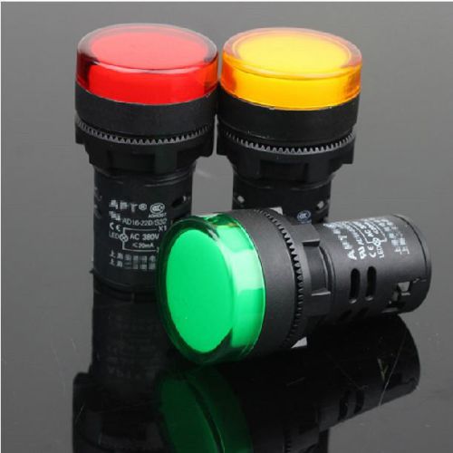 5pcs 3 color 22MM LED Pilot Indicator Light 110v/200v AC/DC