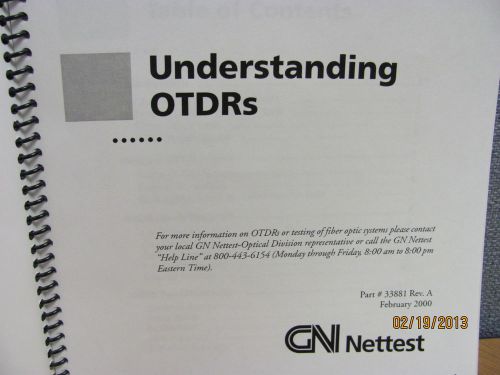 GN NET TEST Understanding OTDRS: Optical Time Domain Reflectometer - Info Manual