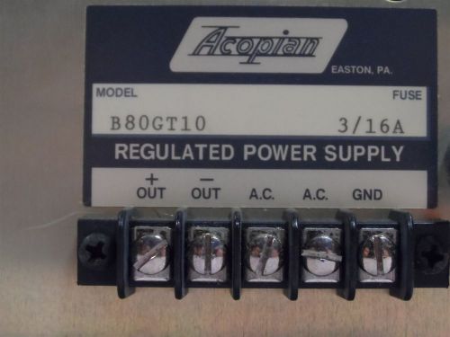 (1x) Acopian Regulated Power Supply Model B80GT10 3/16A FUSE