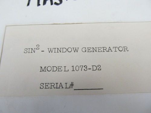 Telechrome 1073-D2 Sin2 Window Generator Instruction Manual w/ Schematics  46372