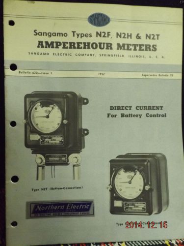 1952 Sangamo Types N2F N2H N2T DC Amperehour Meters Bulletin 630-Issue 1 Specs