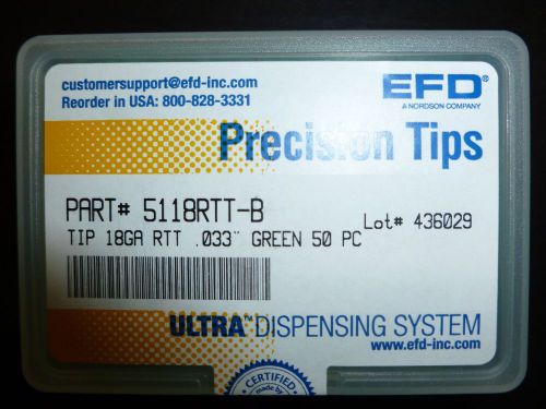 (10) Syringe precision tips 5118RTT-B TIP 18GA RTT 0.033&#034; GREEN 50PC