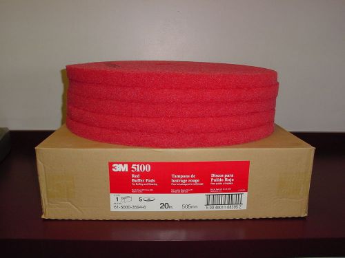 3m 20&#034; red 5100 buffer pads box of  5 pads for sale