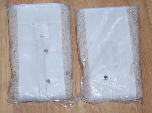 Lot of 2 Industrial Dust Mop Head 36&#034; x 5&#034; White Snap Closure Keyhole Style