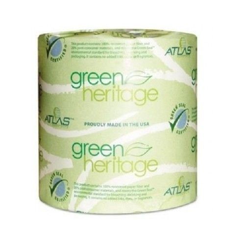 Green heritage 1 ply toilet paper 1- bathroom restroom tissue rolls - white for sale