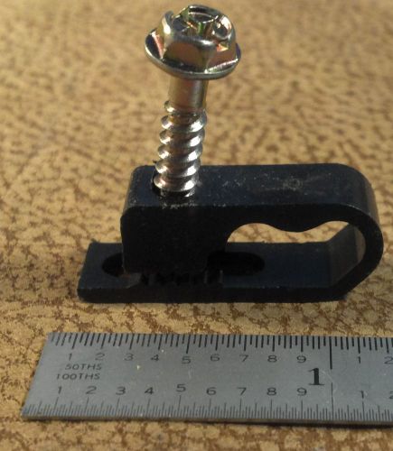 Qty 25 black cable clamp tie down coaxial wire dual cable version for sale