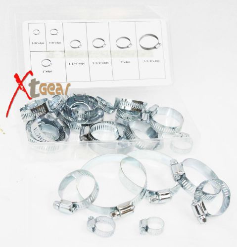 34PC HOSE CLAMP Assorted Set Worm Gear Hose Pipe Fitting Clamp Assortment Kit