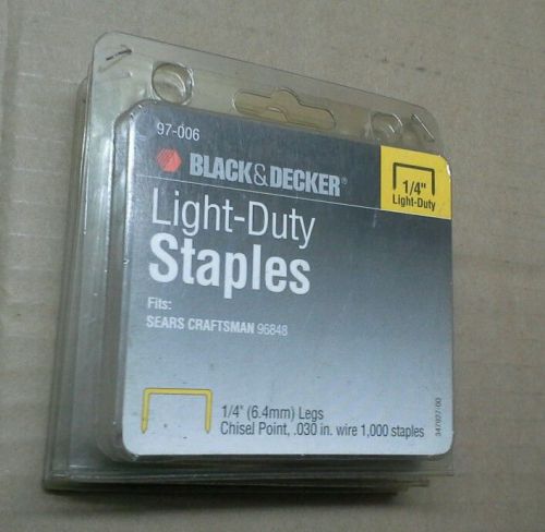 Black and Decker Light-Duty Staples 1/4&#034; 97-006 - Box of 1000