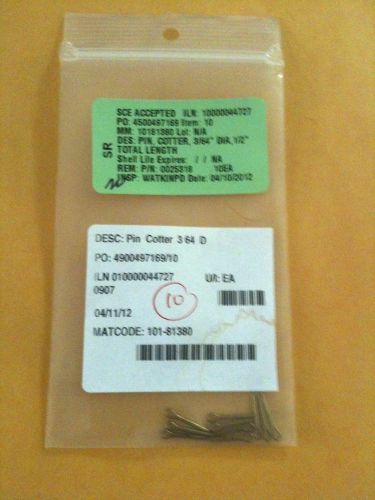 COTTER PIN 1/2&#034;X 3/64&#034; PACK OF 10 STAINLESS STEEL