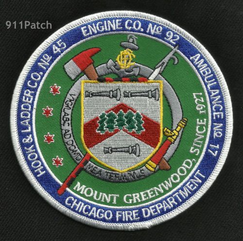 Chicago, il engine 92 hook &amp; ladder 45 ambulance 17 firefighter patch fire dept for sale