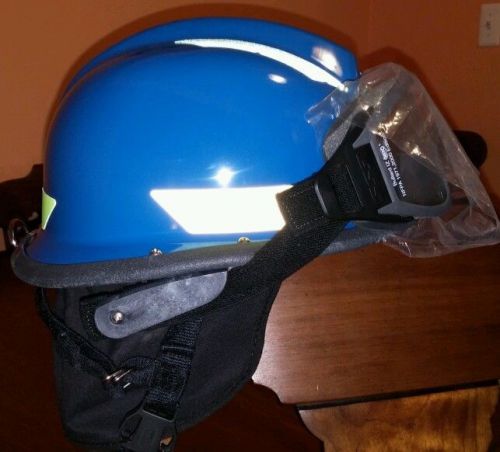 Bullard usrx series rescue fire helment w/ ess goggles blue &amp; neck shroud new! for sale