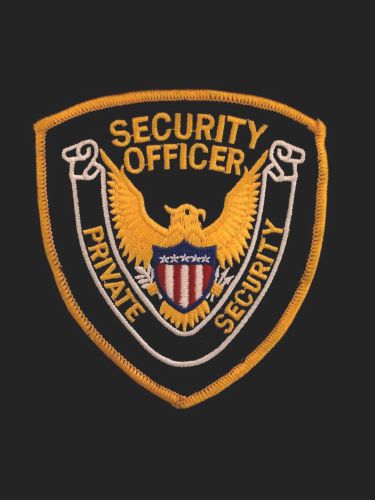 Single (1) Private Security Officer Shoulder Patch Emblem 3.5&#034;x4&#034; Gold Eagle