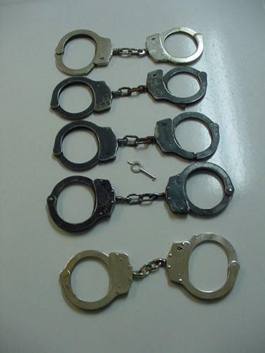 5 sets used handcuffs -HWC - FA  one key Great working condition!